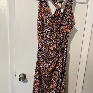TRIXXI DRESS FLORAL PRINT V-NECK SZ Juniors/L